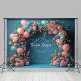Aperturee - Aperturee Turquoise Blue Floral Balloon Arch Wedding Backdrop